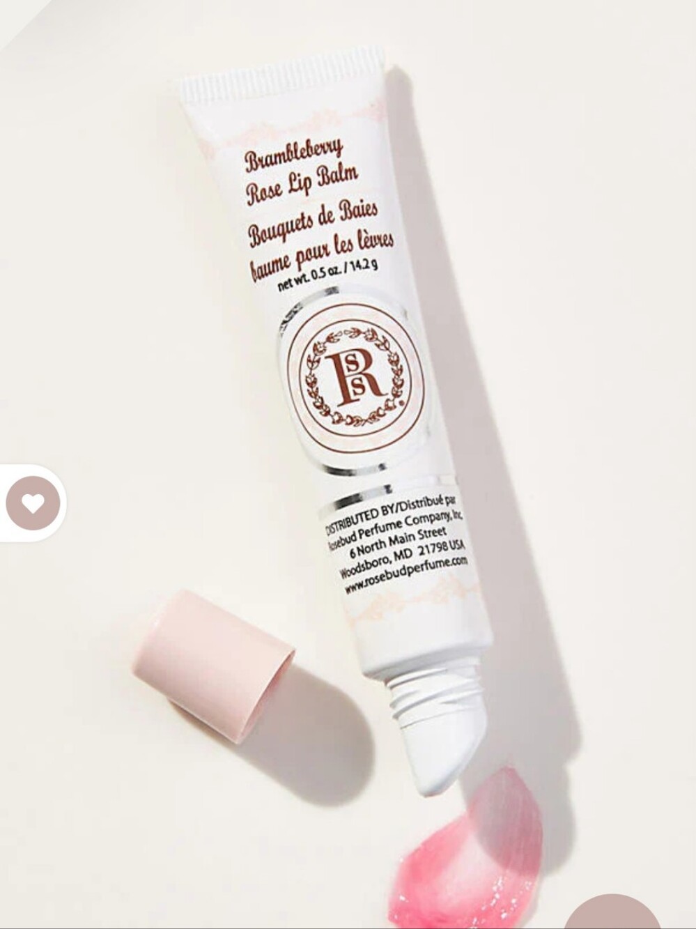 (3/30$) ROSEBUD PERFUME CO SMITH'S BRAMBLEBERRY ROSE LIP BALM TUBE